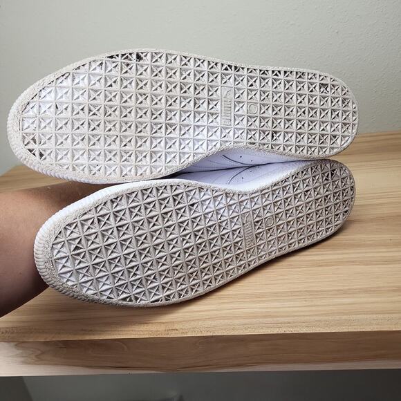 Puma Mens Clyde Zigzag 375888-01 White Leather Lace Up Sneaker Shoes Size 14 - Picture 4 of 8